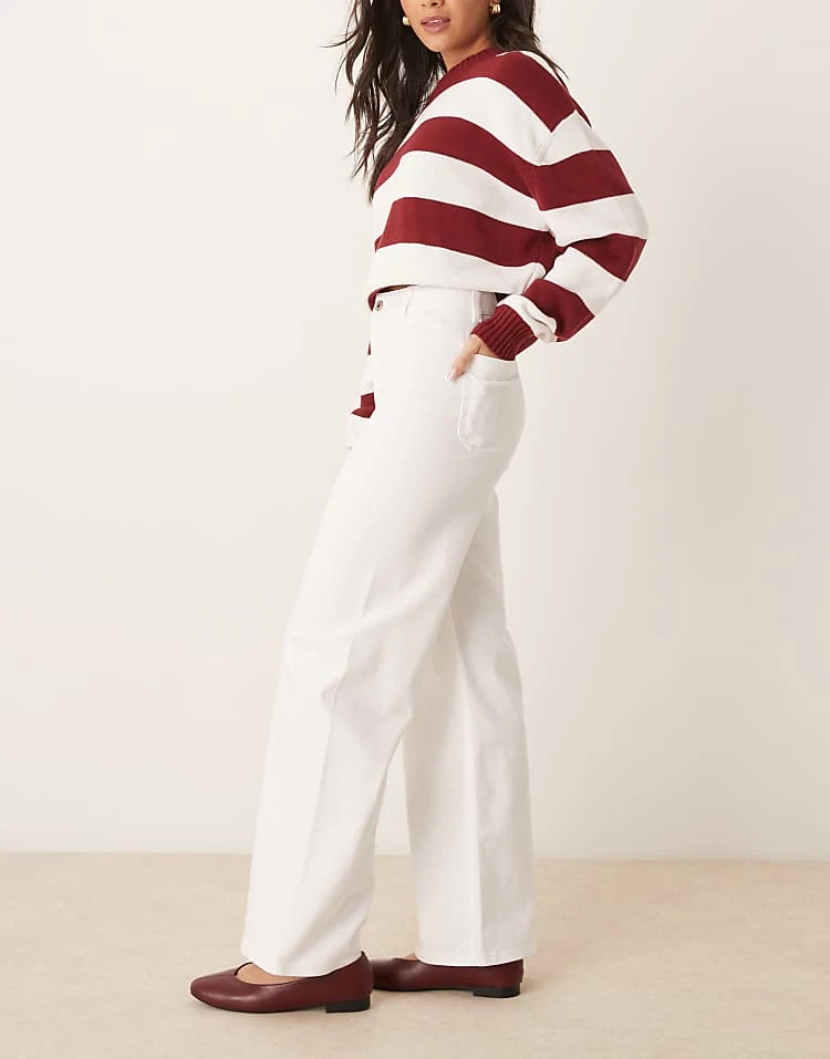 JDY High Waisted Wide Leg Jeans In White For Women 2 JDY High Waisted Wide Leg Jeans In White For Women - Image 2