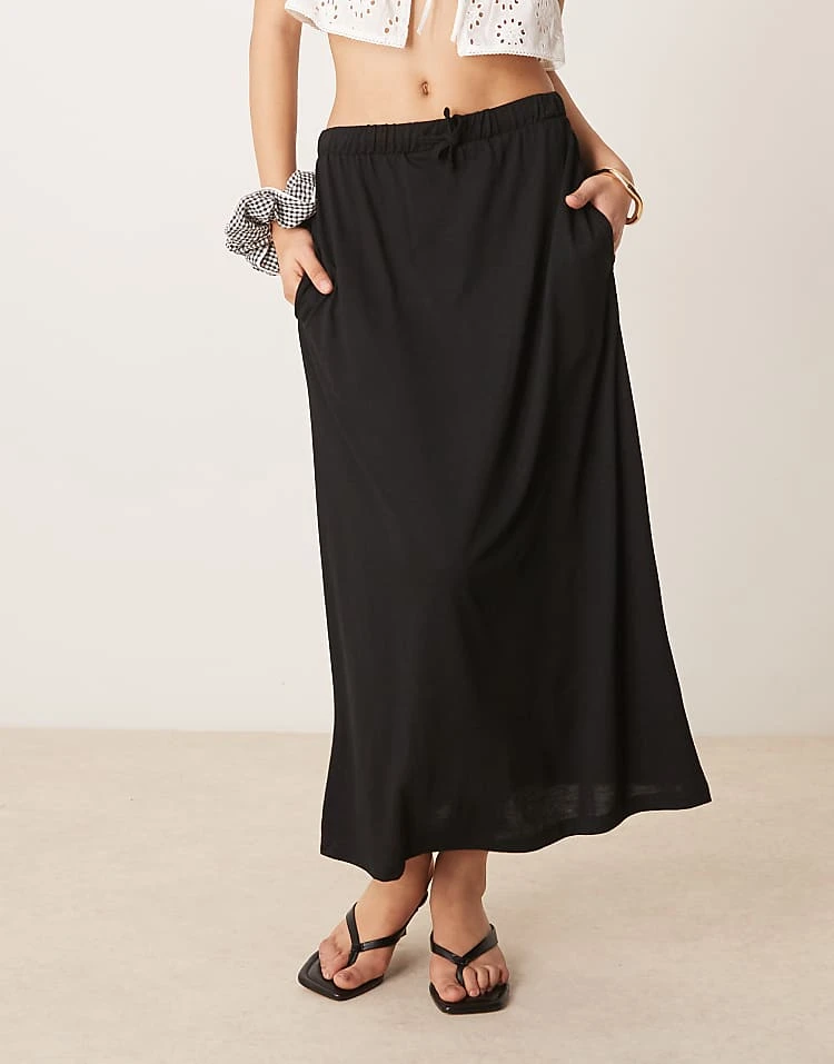JDY Tie Detail Flowy Midi Skirt In Black For Women 3 JDY Tie Detail Flowy Midi Skirt In Black For Women - Image 3