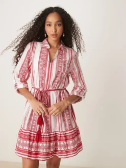 JDY Tie Waist Mini Dress In Red Print For Women