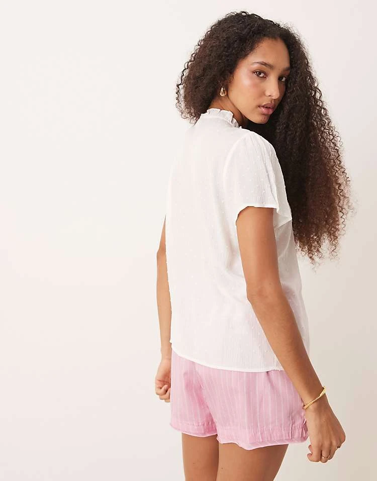 JDY Broderie Tie Detail Blouse In White For Women 3 JDY Broderie Tie Detail Blouse In White For Women - Image 3