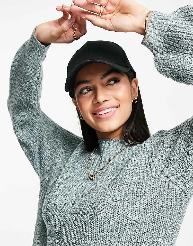 JDY Wide Neck Knitted Mini Jumper Dress In Blue For Women 4 JDY Wide Neck Knitted Mini Jumper Dress In Blue For Women - Image 4